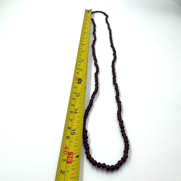 Vtg Glass Beaded Purple Necklace Amethyst Color 1960's Boho Chic Hippie 32" - Picture 4 of 8